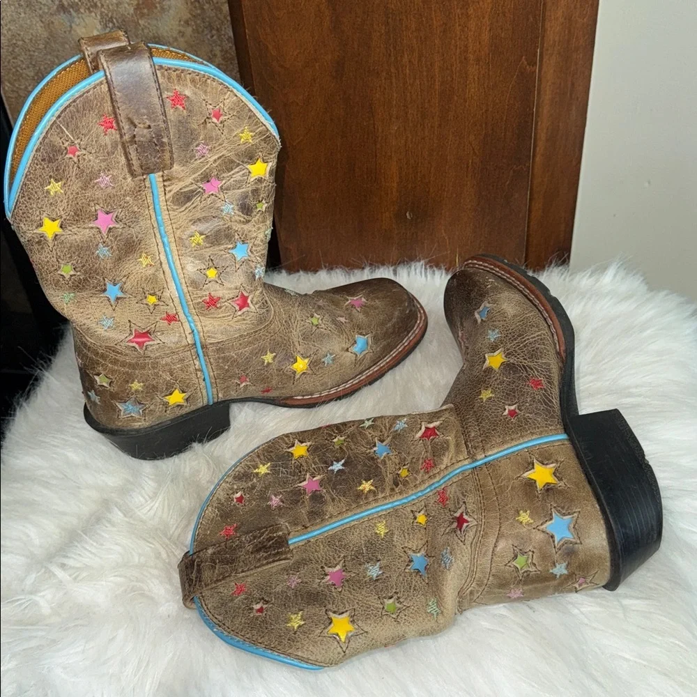 Adorable Dan Post kids boy or girl colorful star cowboy cowgirl boots size 13D
